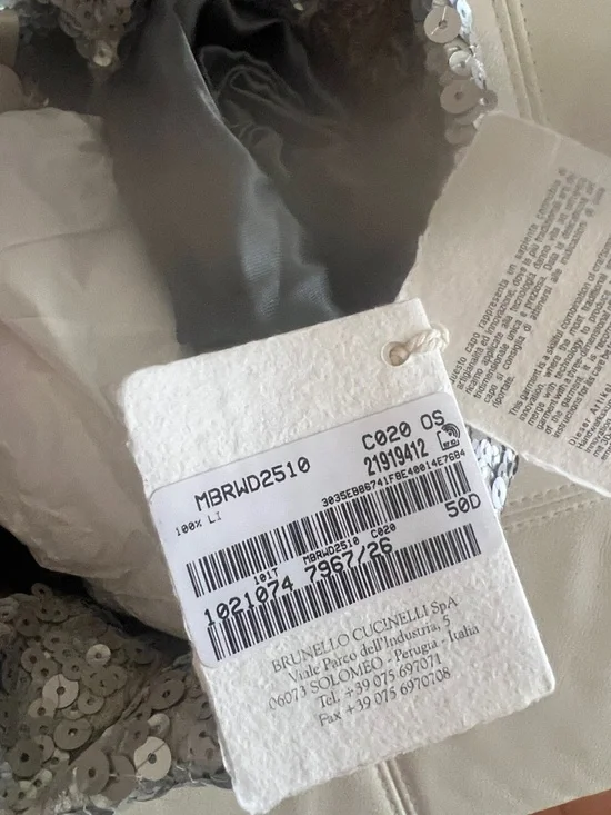 NWT Italy Brunello Cucinelli Sequined Embellished Silver Beige shoulder bag - Picture 12 of 12